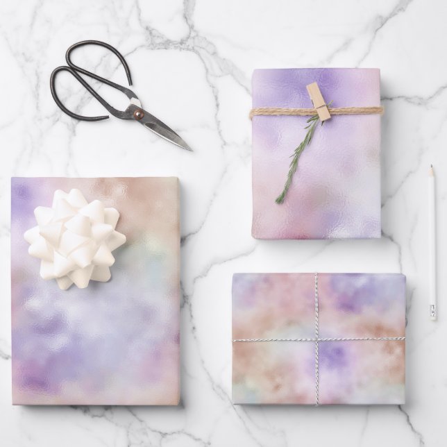 Feuille De Papier Cadeau Teinture à tarte violette rose      (Recto)