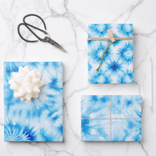 Feuille De Papier Cadeau Teinture de tourbe bleu blanc