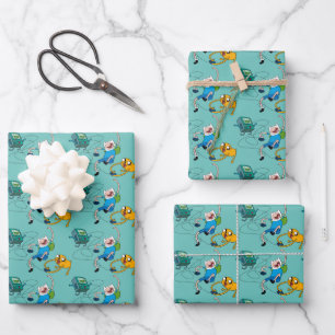 Feuille De Papier Cadeau Temps d'aventure   Finn & Jake Jouer avec BMO