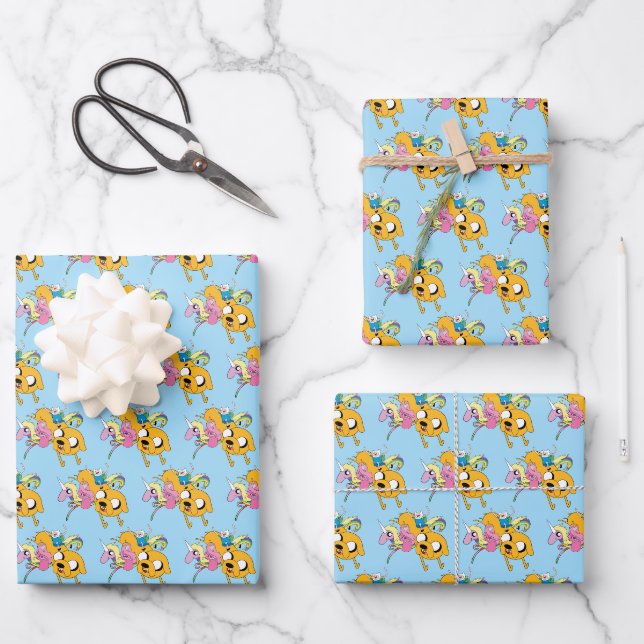 Feuille De Papier Cadeau Temps d'aventure | Lady, Bubblegum, Finn & Jake (Recto)