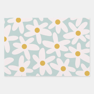 Feuille De Papier Cadeau Temps de marguerite mignon Retro motif Floral Ice 