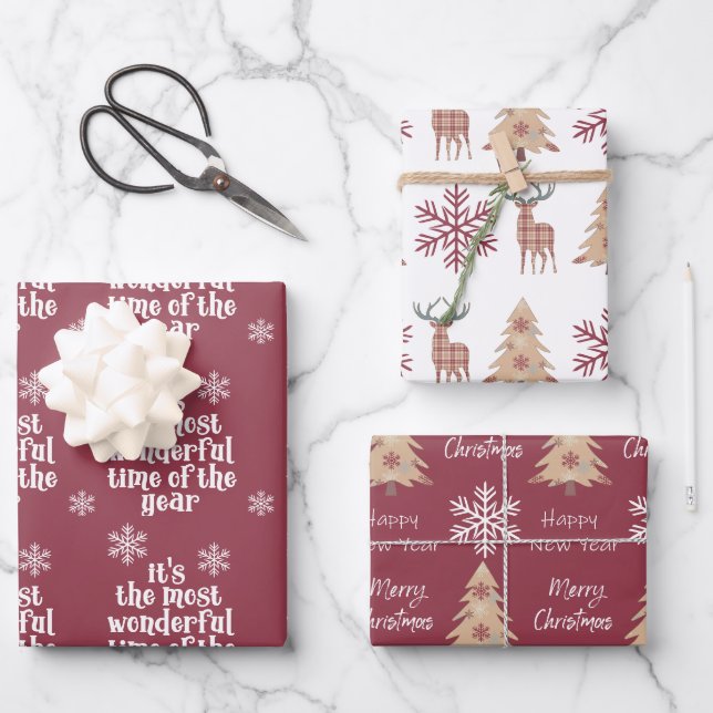 Feuille De Papier Cadeau Temps le plus merveilleux Flocon de neige Woodland (Recto)