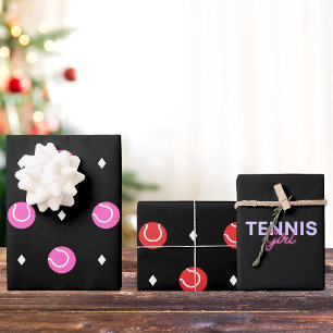 Feuille De Papier Cadeau Tennis Girl mignonne Drôle Sporty Balls & Diamonds