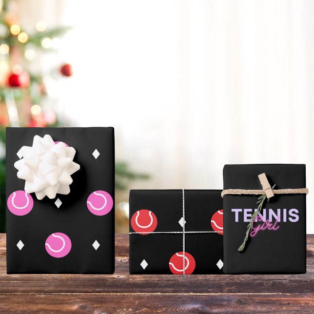 Feuille De Papier Cadeau Tennis Girl Pink Balls Cadeau (Créateur téléchargé)