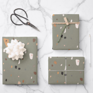 Feuille De Papier Cadeau Terrazzo texture de pierre 