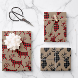 Feuille De Papier Cadeau Tête de bâton rouge noir rustique Kraft