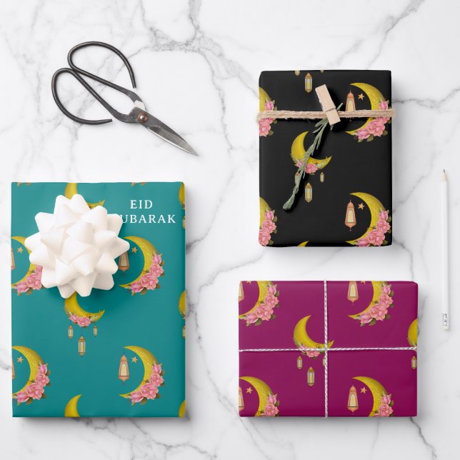 Feuille De Papier Cadeau Texte personnalisé Aïd el-Fitr Moubarak (Recto)