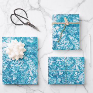 Feuille De Papier Cadeau Texture bleu et Marbre blanc