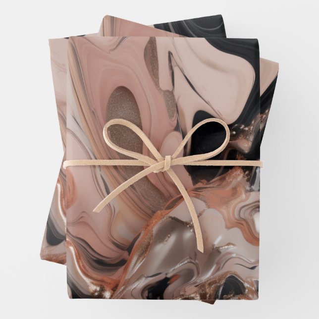 Feuille De Papier Cadeau texture chic en marbre noir (En situation)