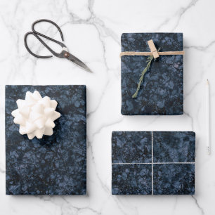 Feuille De Papier Cadeau Texture en marbre noir et bleu marine