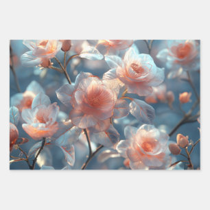 Feuille De Papier Cadeau Texture fleurs de cerisier japonais translucides