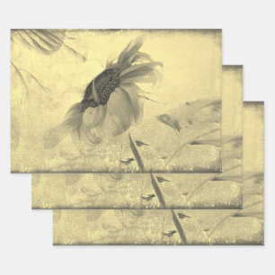 Feuille De Papier Cadeau Texture vintage sépia Tone Tournesol Grunge