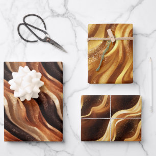 Feuille De Papier Cadeau Textures de dunes de sable fantaisistes scintillan