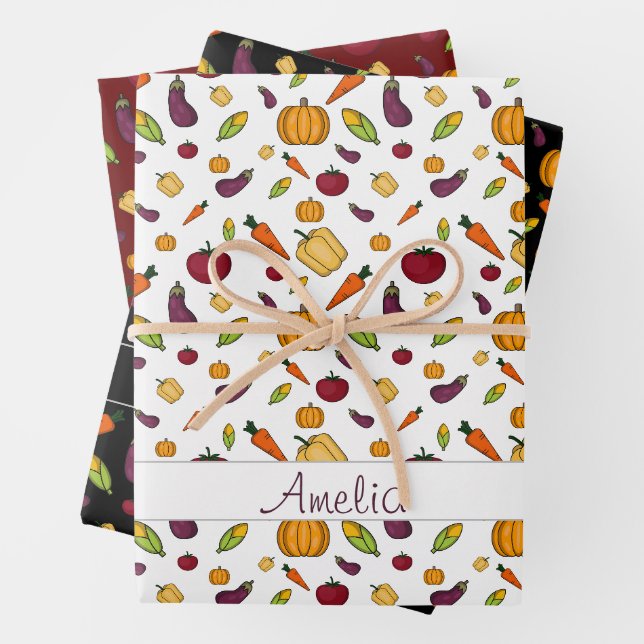 Feuille De Papier Cadeau Thanksgiving Autumn Nom du motif végétal (En situation)