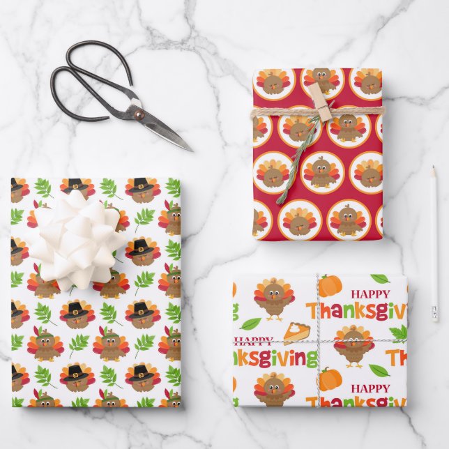 Feuille De Papier Cadeau Thanksgiving Turquie (Recto)
