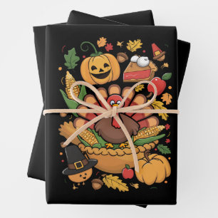 Feuille De Papier Cadeau Thanksgiving Turquie Thanksgiving Pie Fall Famille