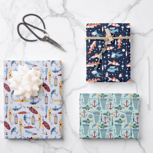 Feuille De Papier Cadeau Thème de pêche (Recto)