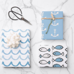 Feuille De Papier Cadeau Thèmes nautiques 