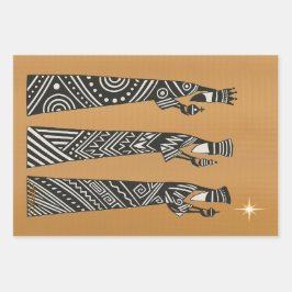 Feuille De Papier Cadeau Three Wise Men Black & White Christmas Nativity