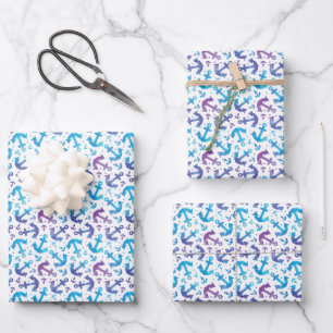 Feuille De Papier Cadeau Tie Dye Motif Ancre