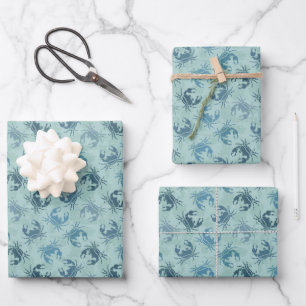 Feuille De Papier Cadeau Tie Dye Motif De Crabes