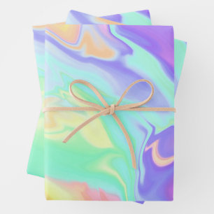 Feuille De Papier Cadeau Tie Dye Swirl Pastel Super
