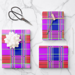Feuille De Papier Cadeau Tissu à motif tartan rose Madras