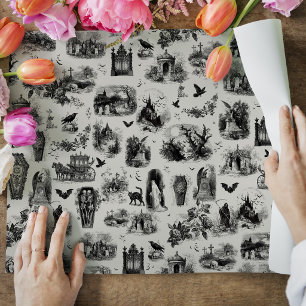 Feuille De Papier Cadeau Toile de fantôme de squelette de goule d'Halloween