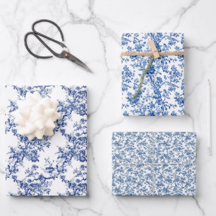 Feuille De Papier Cadeau Toile intemporelle bleu 3