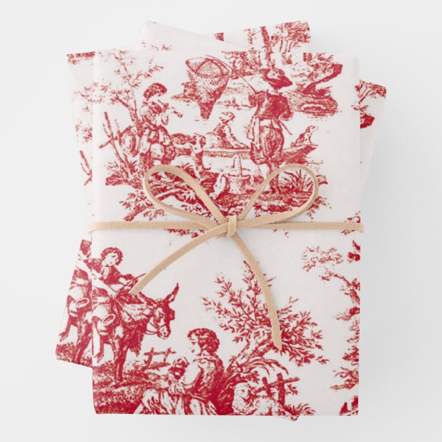 Feuille De Papier Cadeau Toile rouge (En situation)