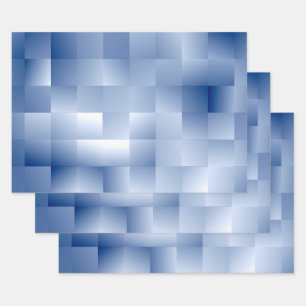 Feuille De Papier Cadeau Tons bleus rêveurs en motif carré