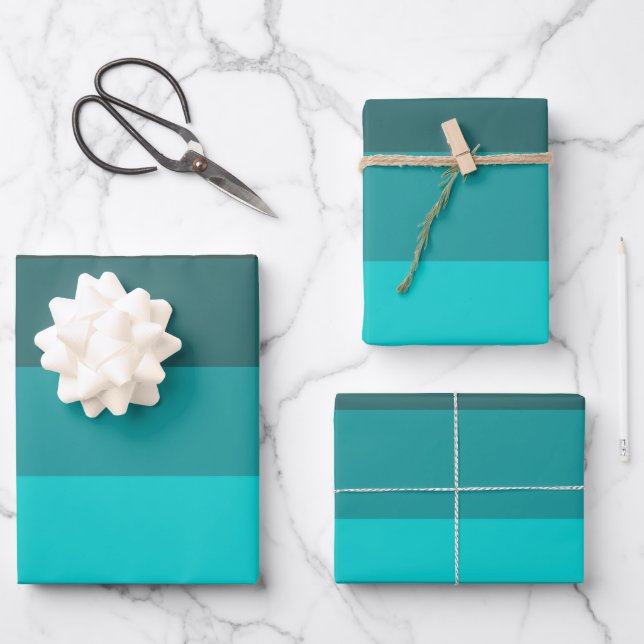 Feuille De Papier Cadeau Tons Turquoise (Recto)