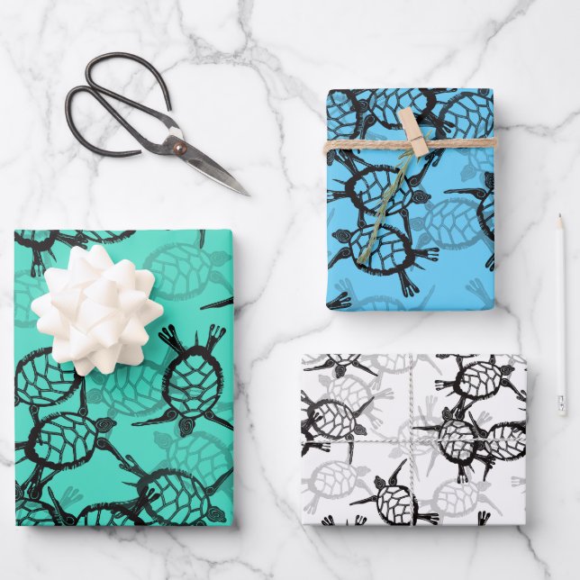 Feuille De Papier Cadeau Tortue de mer (Recto)