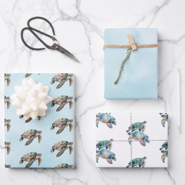 Feuille De Papier Cadeau Tortue de mer Gold Dream (Recto)