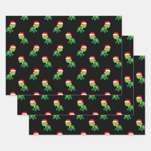 Feuille De Papier Cadeau Tortue de mer mignonne modèle de chapeau de Noël S