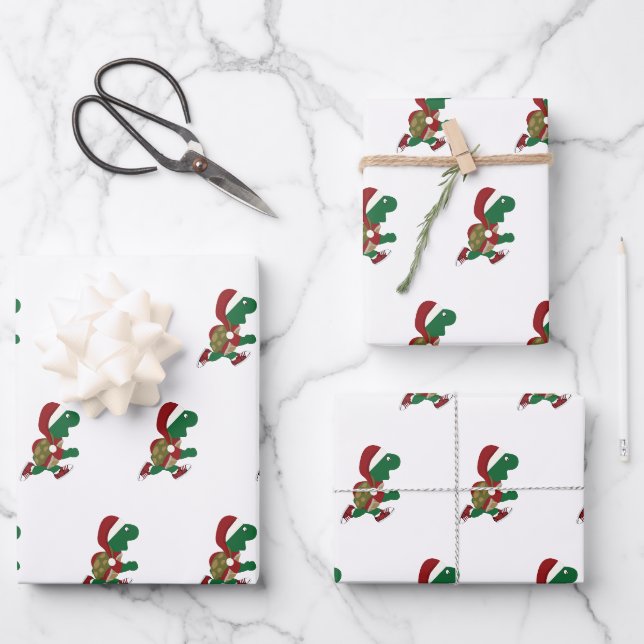 Feuille De Papier Cadeau Tortue de Noël (Recto)
