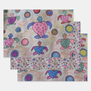 Feuille De Papier Cadeau Tortues et cercles
