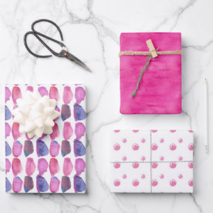 Feuille De Papier Cadeau Touches de pinceau à points bubble gum rose fuchsi