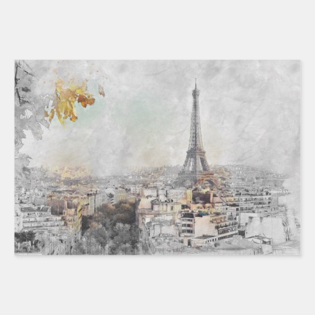 Feuille De Papier Cadeau Tour Eiffel. Paris, France (Devant)