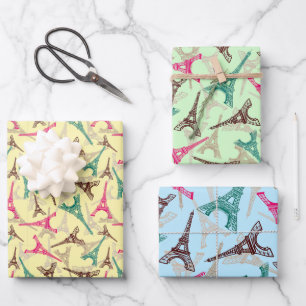 Feuille De Papier Cadeau Tour Eiffel Paris France Design