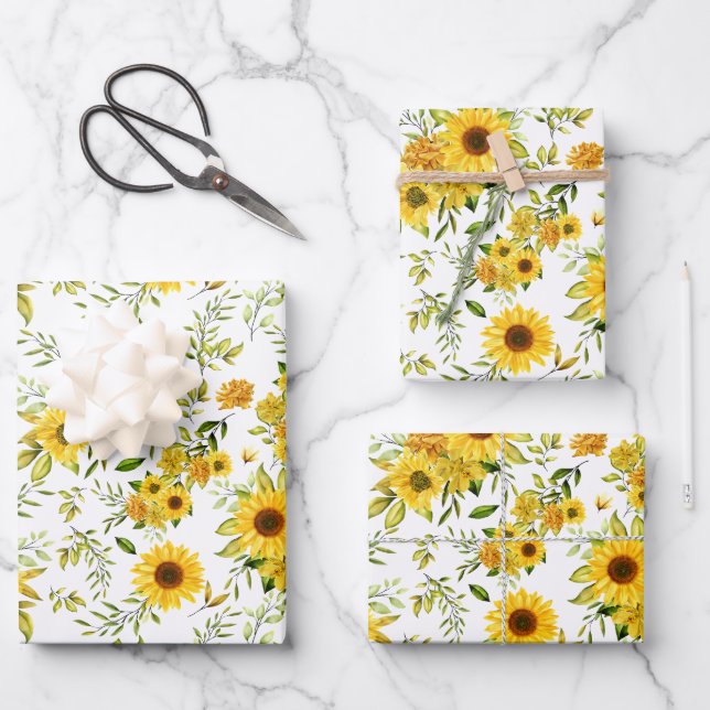 Feuille De Papier Cadeau Tournesol 8 (Recto)