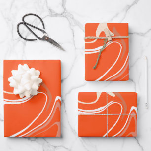 Feuille De Papier Cadeau Tournoyants Vibrants d'Abstraction Orange