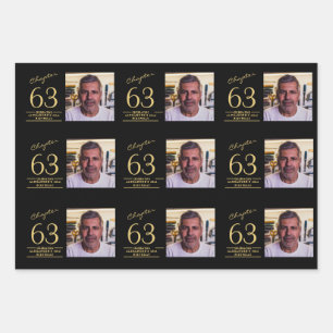 Feuille De Papier Cadeau Tout âge Anniversaire Black Gold Photo