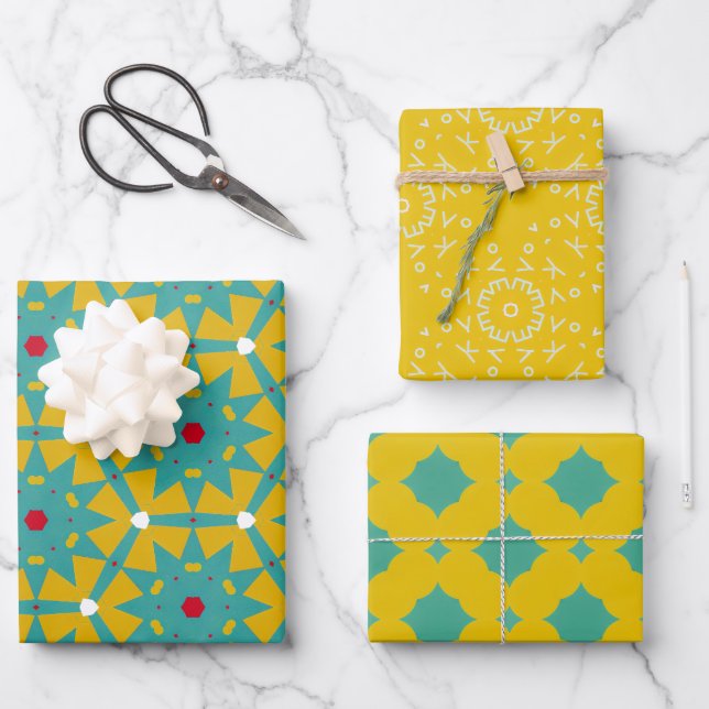 Feuille De Papier Cadeau Tout est Bright Jaune & Bleu (Recto)