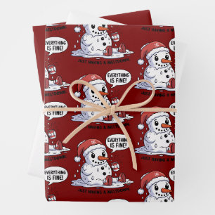 Feuille De Papier Cadeau Tout Va Bien, C'est Juste Un Bonhomme de Neige Qui