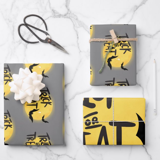 Feuille De Papier Cadeau Tracer ou traiter l'halloween (Recto)