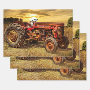 Feuille De Papier Cadeau Traceur de la ferme rouge