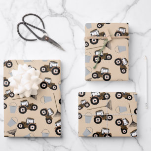 Feuille De Papier Cadeau Tracteur Camion Motif Équipement agricole