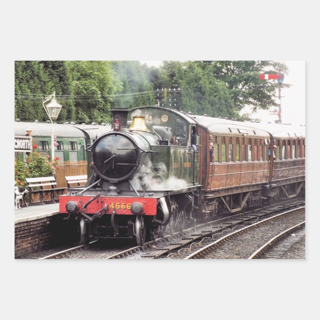 FEUILLE DE PAPIER CADEAU TRAIN À VAPEUR (Devant)