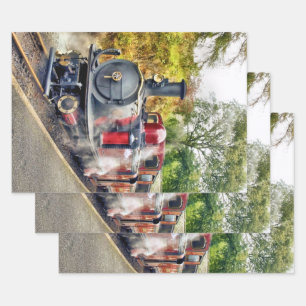 FEUILLE DE PAPIER CADEAU TRAIN À VAPEUR